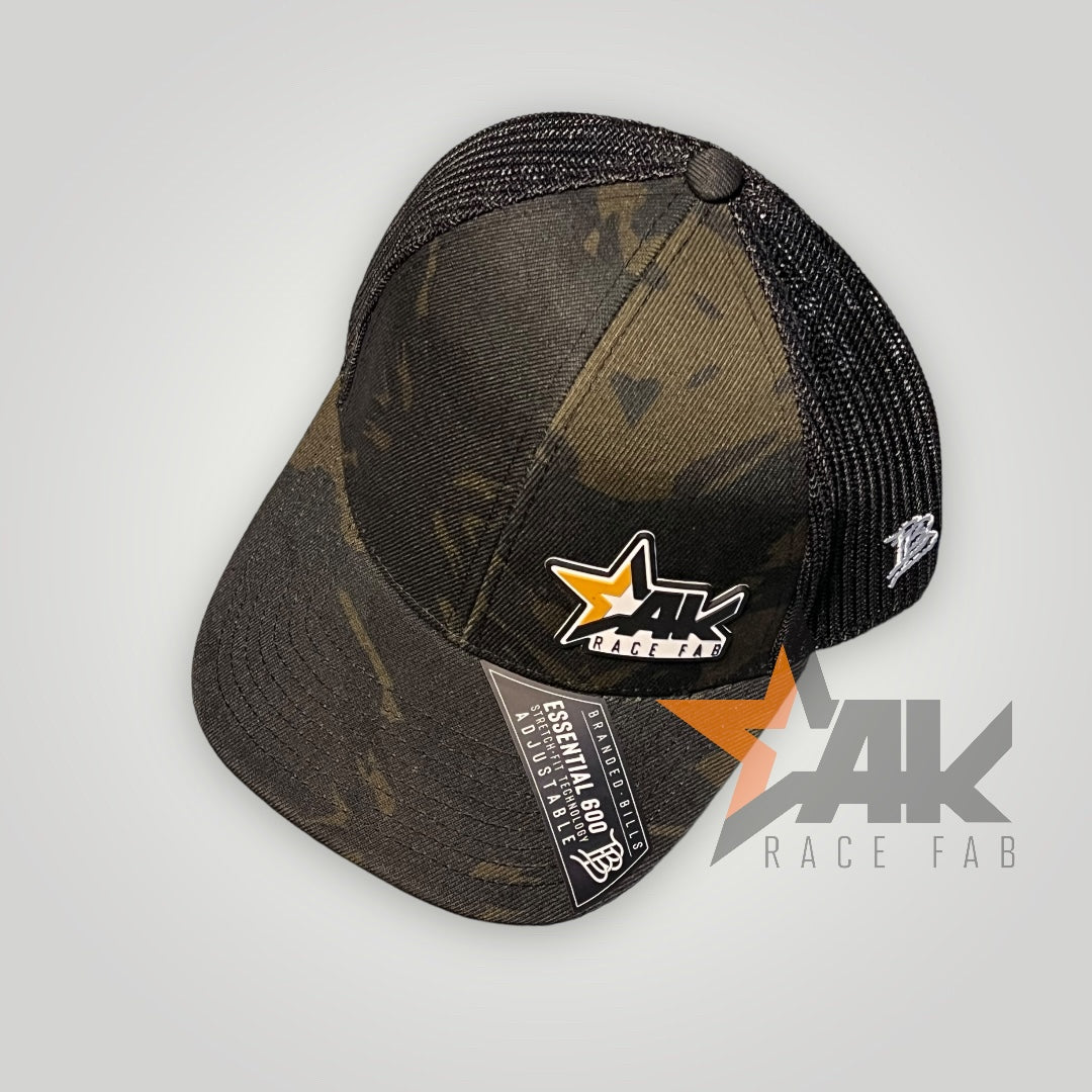 AKRF Snapback Curved Trucker Hat, Black, Camo, Charcoal