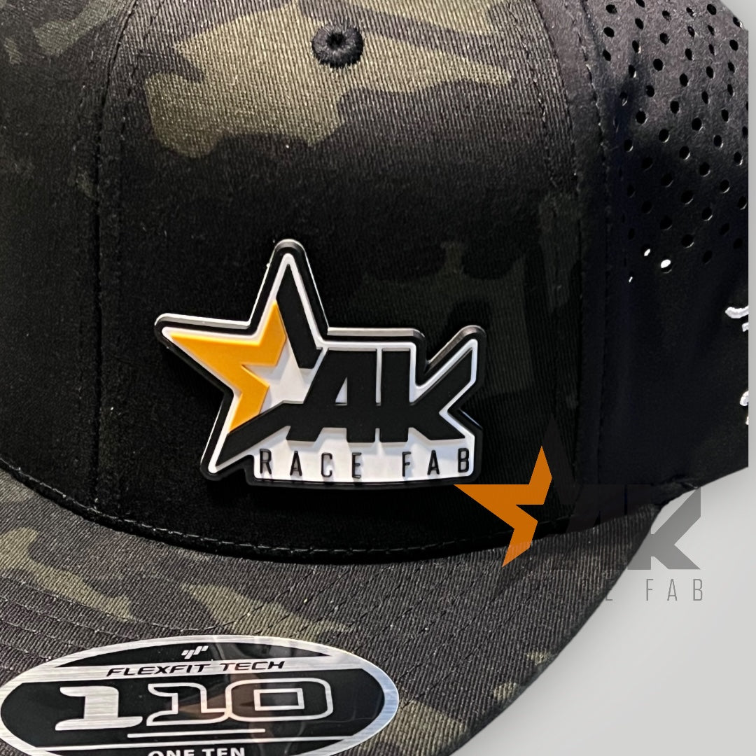 AKRF Flex Fit Performance Flat Brim Hat, Black, Camo, Grey
