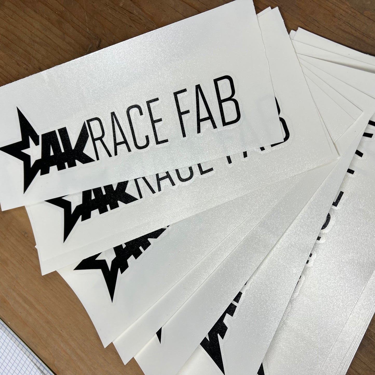 AKRaceFab 9" Die Cut Decals, Black or White